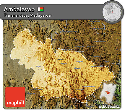 Physical Map of Ambalavao, darken