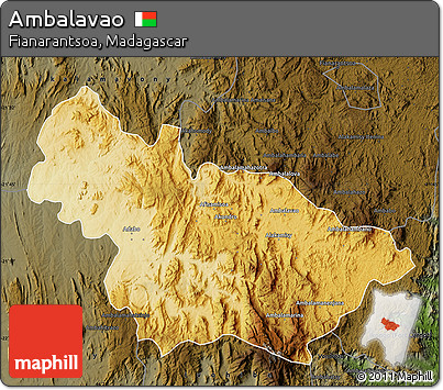 Physical Map of Ambalavao, darken