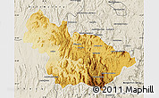 Physical Map of Ambalavao, shaded relief outside