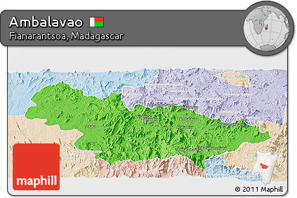 Political Panoramic Map of Ambalavao, lighten