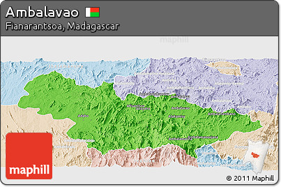 Political Panoramic Map of Ambalavao, lighten
