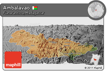 Satellite Panoramic Map of Ambalavao, desaturated