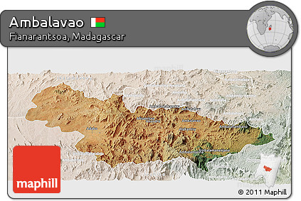 Satellite Panoramic Map of Ambalavao, lighten