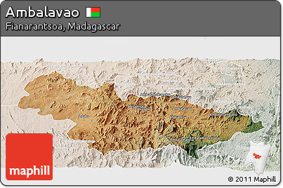 Satellite Panoramic Map of Ambalavao, lighten
