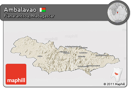 Shaded Relief Panoramic Map of Ambalavao, cropped outside