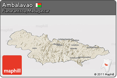 Shaded Relief Panoramic Map of Ambalavao, cropped outside