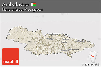 Shaded Relief Panoramic Map of Ambalavao, cropped outside