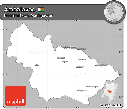 Gray Simple Map of Ambalavao, single color outside