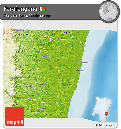 Physical 3D Map of Farafangana