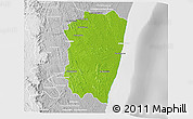 Physical 3D Map of Farafangana, lighten, desaturated