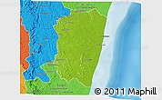 Physical 3D Map of Farafangana, political outside