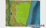 Physical 3D Map of Farafangana, satellite outside