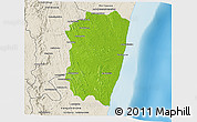 Physical 3D Map of Farafangana, shaded relief outside