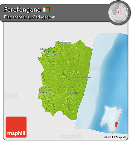 Physical 3D Map of Farafangana, single color outside