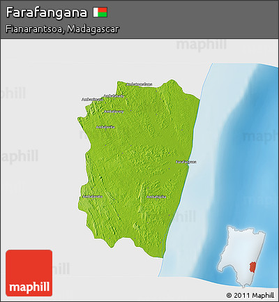 Physical 3D Map of Farafangana, single color outside