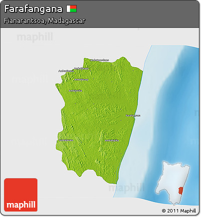 Physical 3D Map of Farafangana, single color outside