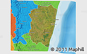 Satellite 3D Map of Farafangana, political outside