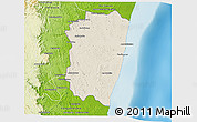 Shaded Relief 3D Map of Farafangana, physical outside