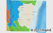 Shaded Relief 3D Map of Farafangana, political outside