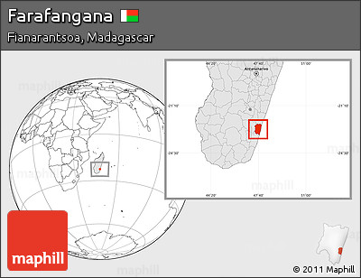 Blank Location Map of Farafangana, highlighted country