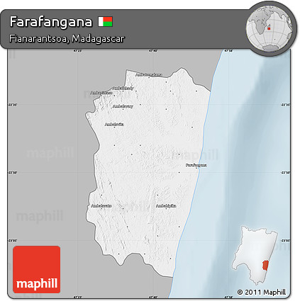 Gray Map of Farafangana, single color outside