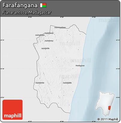 Silver Style Map of Farafangana, single color outside