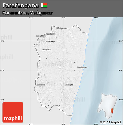Silver Style Map of Farafangana, single color outside