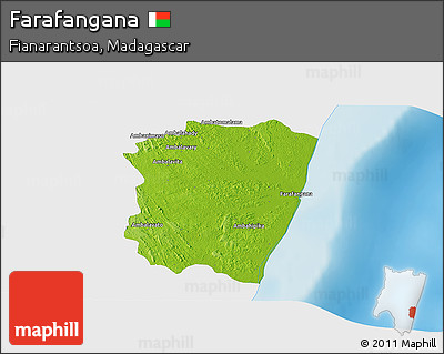Physical Panoramic Map of Farafangana, single color outside