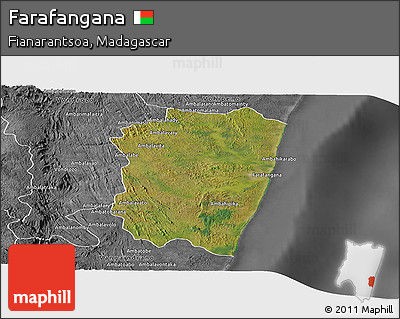 Satellite Panoramic Map of Farafangana, desaturated