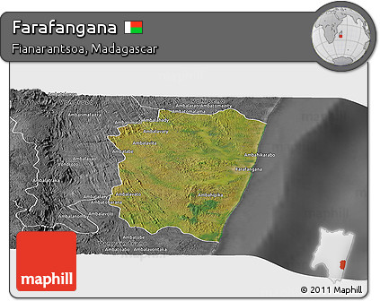 Satellite Panoramic Map of Farafangana, desaturated