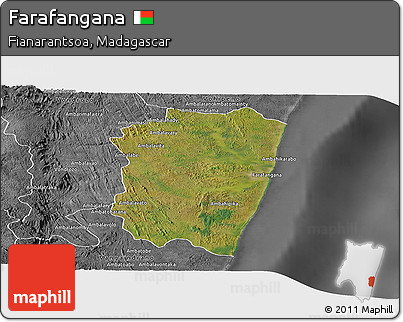 Satellite Panoramic Map of Farafangana, desaturated