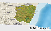 Satellite Panoramic Map of Farafangana, shaded relief outside
