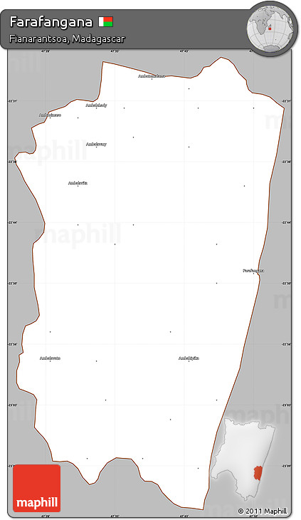 Gray Simple Map of Farafangana, cropped outside