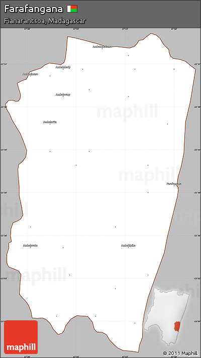 Gray Simple Map of Farafangana, cropped outside