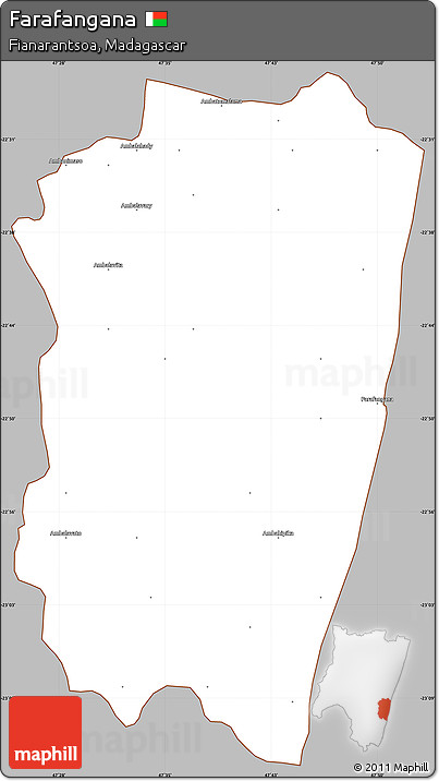 Gray Simple Map of Farafangana, cropped outside