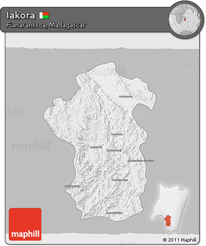 Gray 3D Map of Iakora, single color outside