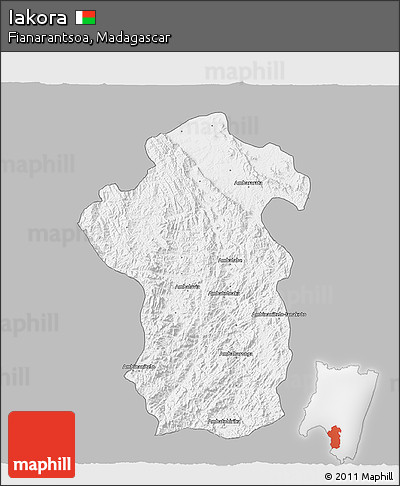 Gray 3D Map of Iakora, single color outside