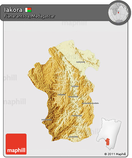 Physical 3D Map of Iakora, cropped outside