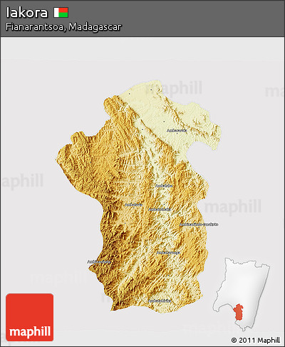 Physical 3D Map of Iakora, cropped outside