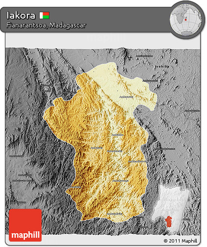 Physical 3D Map of Iakora, darken, desaturated