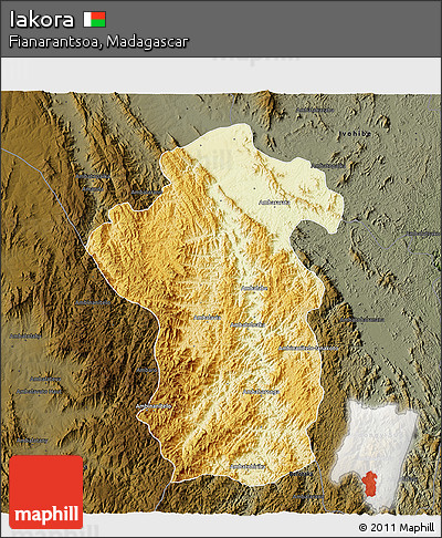 Physical 3D Map of Iakora, darken