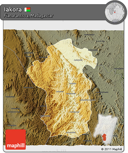 Physical 3D Map of Iakora, darken