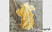 Physical 3D Map of Iakora, darken, semi-desaturated