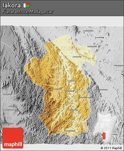 Physical 3D Map of Iakora, desaturated