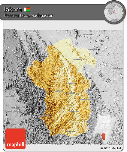 Physical 3D Map of Iakora, desaturated