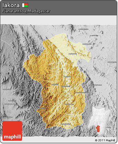 Physical 3D Map of Iakora, desaturated