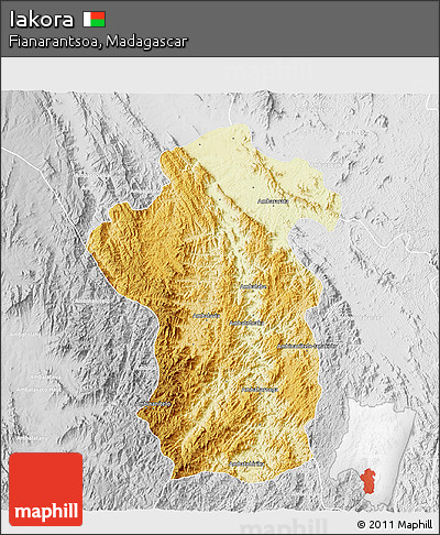 Physical 3D Map of Iakora, lighten, desaturated