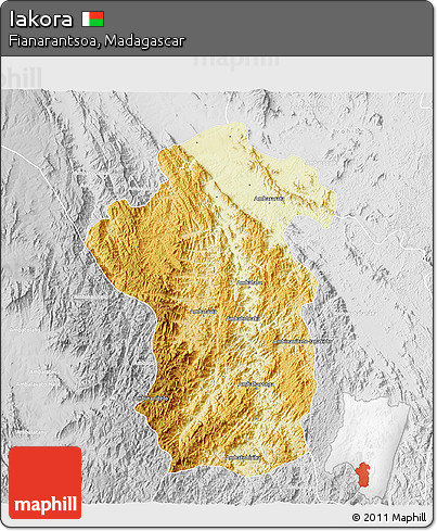 Physical 3D Map of Iakora, lighten, desaturated