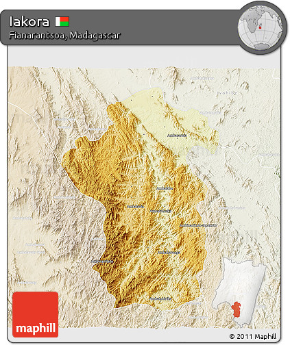Physical 3D Map of Iakora, lighten