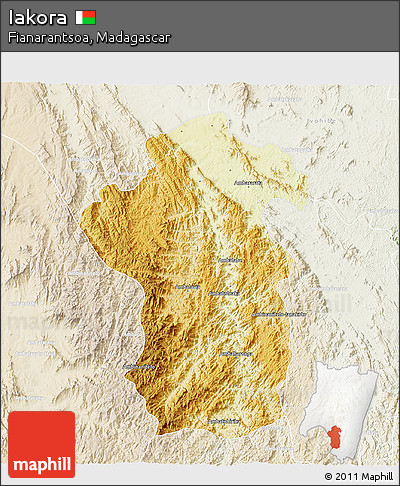 Physical 3D Map of Iakora, lighten
